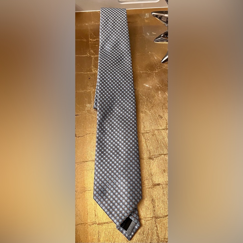 Puccini light blue and orange necktie